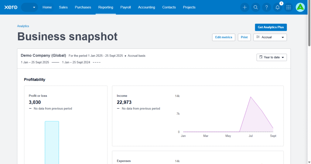 xero business snapshot