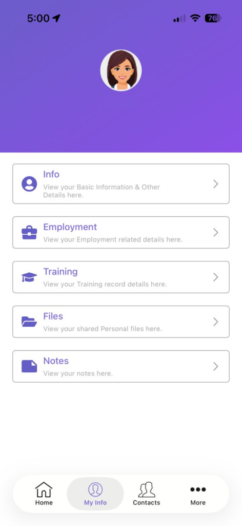 justlogin ess   employee personal info